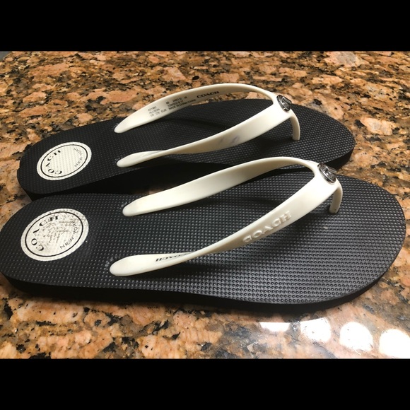 white coach flip flops